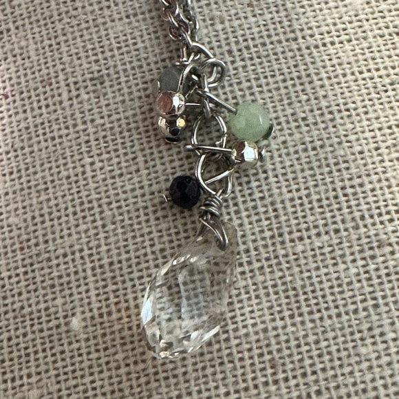 LOFT Silver Tone Double Strand Beaded Crystal 24”L Necklace - Picture 8 of 10